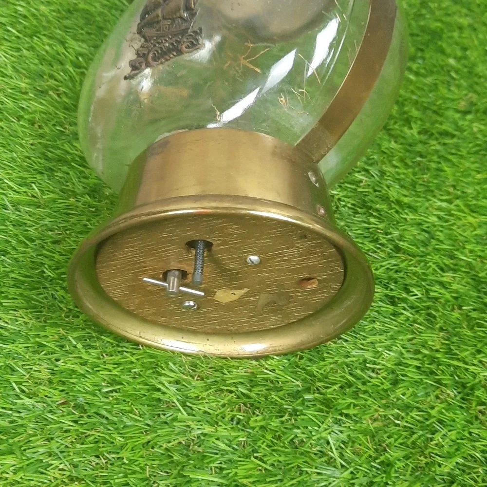 Vintage Brass and Glass Ship Lantern Wind Up Musical